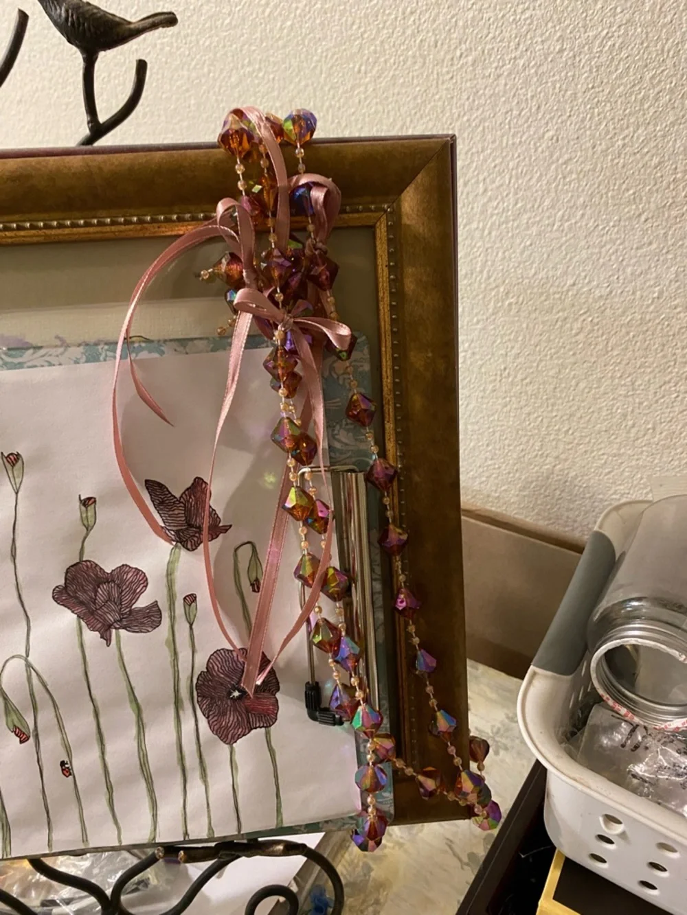 Hand Crafted Purple Iridescent Crystal Bib Necklace - Picture 6 of 6